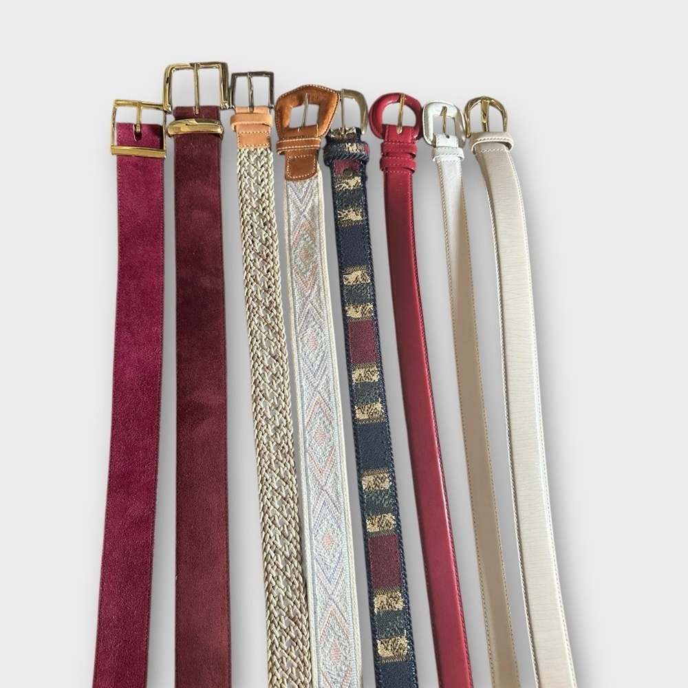Vintage 80s belt cloth leather suede embroidered braided retro small XS bundle